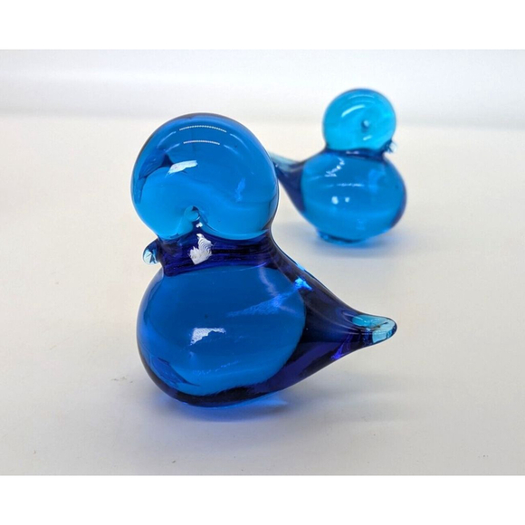 3 Vintage Art Glass Blue Birds of Happiness, 1 Leo Signed, 2 Sweden Made - Picture 5 of 10
